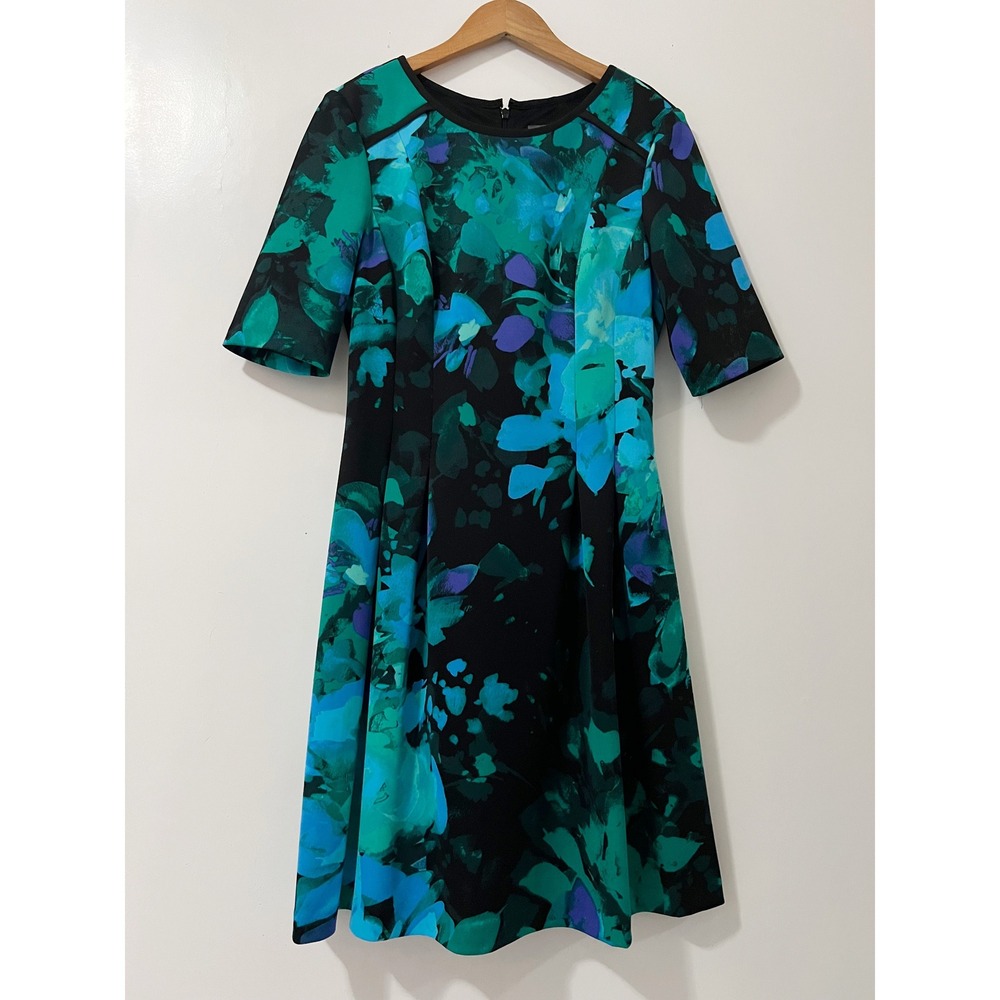 Vince Camuto Women's Size 10 Floral Print Short Sleeve Fit Flare Dress